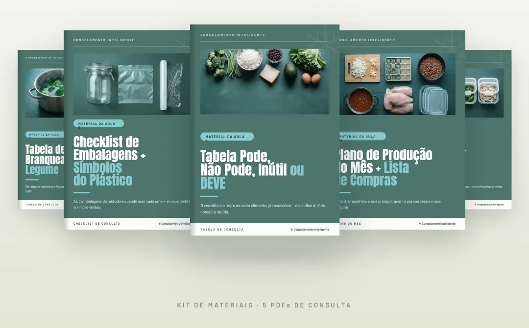 Kit de materiais do Congelamento Inteligente — 5 PDFs de consulta